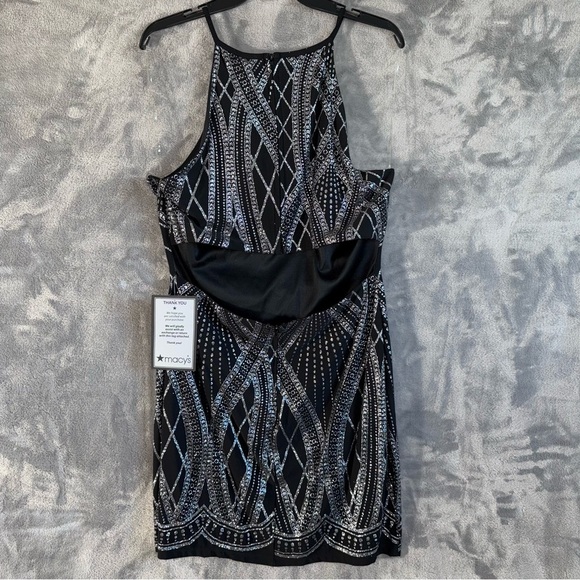 Speechless Dress Juniors 15 Black Silver Glitter Halter Bodycon NWT Holiday NYE - Picture 8 of 16